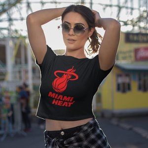 NEW Miami Heat Form Fit Crop Top Shirt BLACK